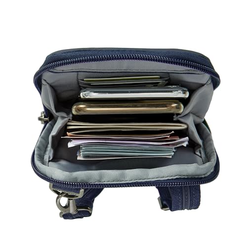 Travelon Anti-Theft Metro Stadium Mini Crossbody, Navy Heather