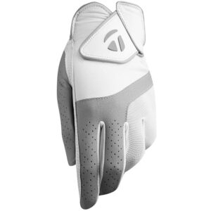 taylormade 2019 kalea women's golf glove, white/gray, worn on right hand, medium