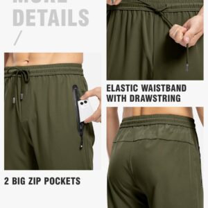 TBMPOY Men's Travel Hiking Pants Lightweight Athletic Wind Athletic Pant Windbreaker Fishing Active Jogger Green XL