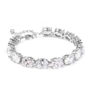 SHOP LC DELIVERING JOY Cubic Zirconia Tennis Bracelet White Diamond Simulated Bracelets for Women 8" Ct 27.22 Birthday Gifts for Women