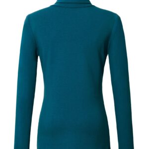 Urban CoCo Women's Turtleneck Slim Fitted Long Sleeve Sweatshirt Active Base Layer Tops Shirts (L, Indigo Blue)