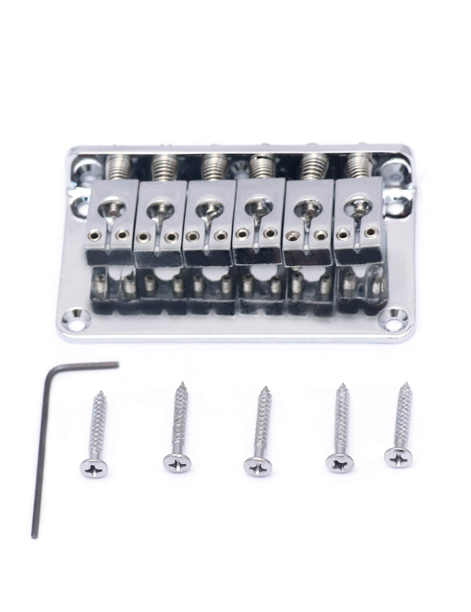 Metallor Guitar Saddles Bridge for Hardtail Strat Tele Electric Guitar Parts Replacement Chrome.