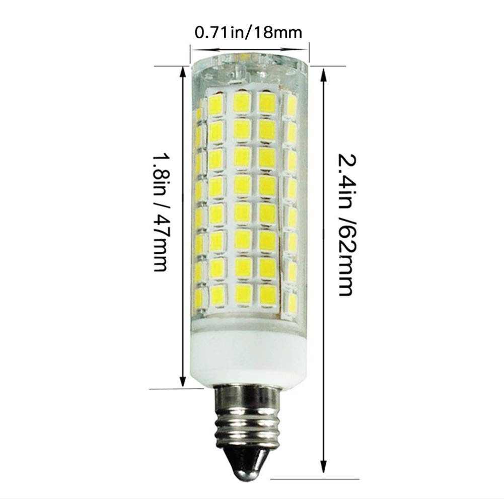 10W E11 Mini Ceramic Corn Light Bulbs- 102 LEDs 2835 SMD 1000lm Daylight White 6000K LED Corn JDE11 Lamp 70W Equivalent for Ceiling Fan, Sconce, Cabinet, Dimmable, 120V(No fit E12) (4 Pack)