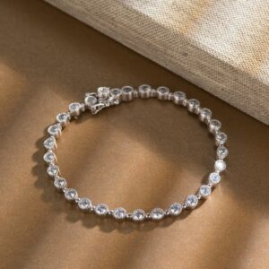 SHKA Tennis Bracelets for Women, Sterling Silver Diamond Bracelets for Women 925 Prime Jewelry, Rose Gold Dainty Bracelet for Women Trendy 6.75-7.25 Inch (Platinum 7.25 inch)