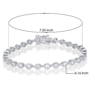 SHKA Tennis Bracelets for Women, Sterling Silver Diamond Bracelets for Women 925 Prime Jewelry, Rose Gold Dainty Bracelet for Women Trendy 6.75-7.25 Inch (Platinum 7.25 inch)