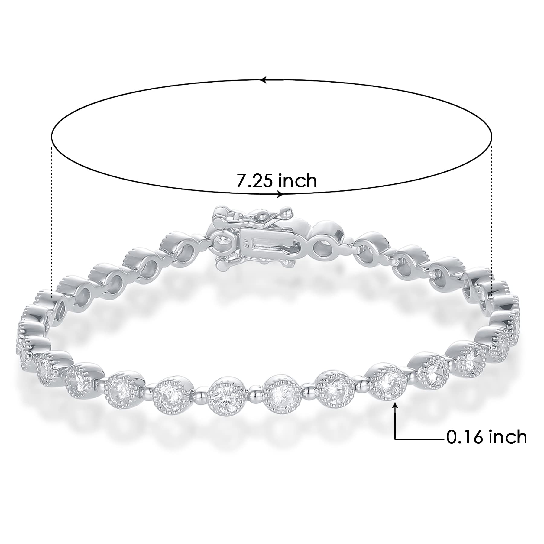 SHKA Tennis Bracelets for Women, Sterling Silver Diamond Bracelets for Women 925 Prime Jewelry, Rose Gold Dainty Bracelet for Women Trendy 6.75-7.25 Inch (Platinum 7.25 inch)