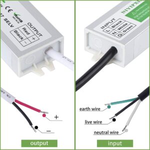 LED Driver 60 Watts Waterproof IP67 Power Supply Transformer Adapter 100V-260V AC to 12V DC Low Voltage Output for LED Light, Computer Project, Outdoor Light and Any 12V DC led Lights