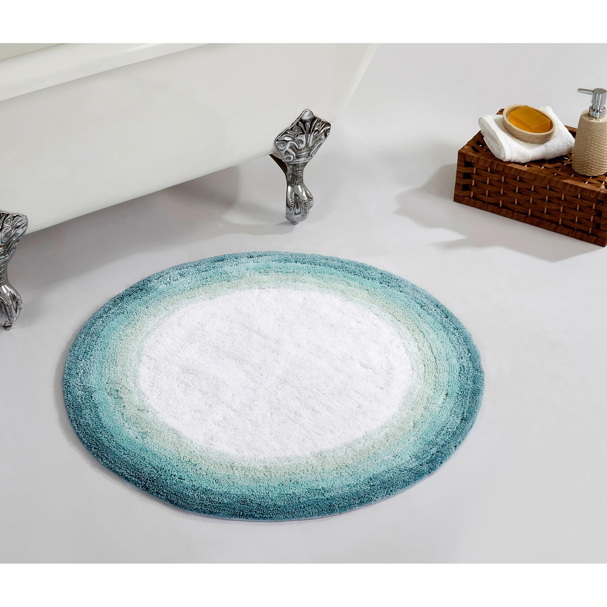 Better Trends 100% Cotton Bathroom Mat in Torrent Collection - Ultra Soft, Plush, Absorbent, Tufted Bath Mat Rug in Vibrant Colors, Size 30" Round Rug, Turquoise Rug