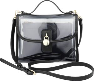 b brentano clear top handle satchel crossbody bag with removable wristlet pouch (policy-compliant stadium bag) (black)