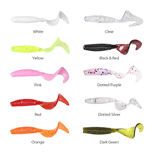 Lixada 100pcs 4cm Soft Artificial Fishing Lures Swimbait Tail Grub Lures Worm Moggot Grub Lures Baits