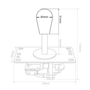 Avisiri 2X Arcade Joystick's Oval Balltop, Arcade Ellipse Topball Handle use for 2 Player Arcade Joystick DIY Kit Sanwa Joystick MAME Jamma Part (Red & Black)