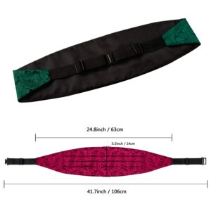 Alizeal Mens Classic Paisley Woven Self-tied Adjustable Bow Tie, Cummerbund and Pocket Square, Dark Green