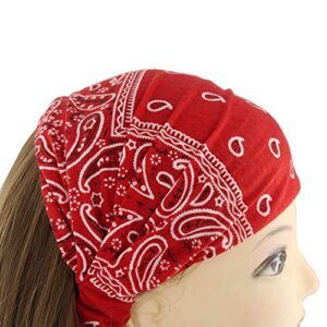 Carede Paisley Bandana Headband for Women with Elastic Yoga Headband Outdoor Hairband Adjustable Turban Headwrap,Pack of 6