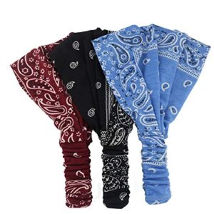 Carede Paisley Bandana Headband for Women with Elastic Yoga Headband Outdoor Hairband Adjustable Turban Headwrap,Pack of 6