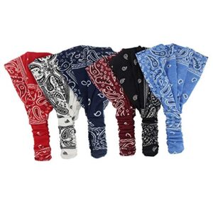 Carede Paisley Bandana Headband for Women with Elastic Yoga Headband Outdoor Hairband Adjustable Turban Headwrap,Pack of 6