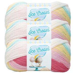 (3 pack) lion brand yarn ice cream baby yarn, tutti frutti