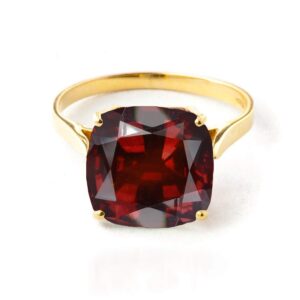 Galaxy Gold GG 14k Solid Yellow Gold Ring with Natural Checkerboard Cut Garnet - Size 8.0