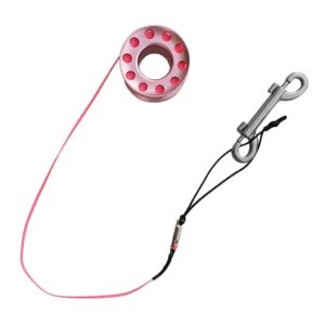 baosity scuba diving finger spool reel line, 15m aluminium compact snorkeling dive reel spool line with stainless steel clip, pink