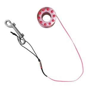 Baosity Scuba Diving Finger Spool Reel Line, 15M Aluminium Compact Snorkeling Dive Reel Spool Line with Stainless Steel Clip, Pink