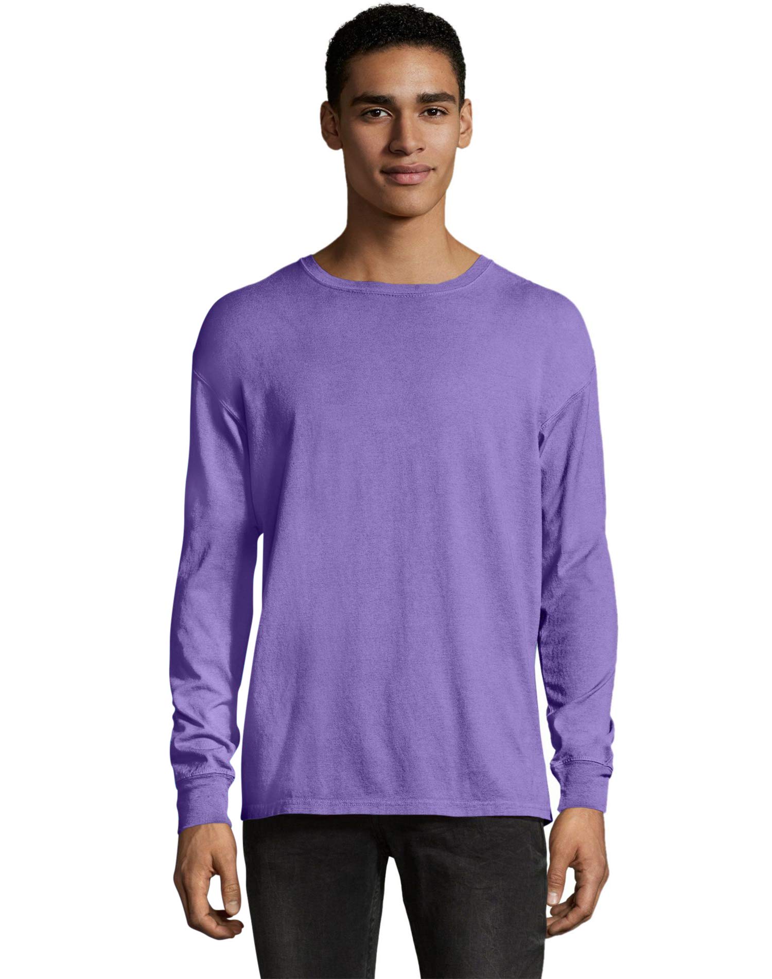 Unisex 5.5 oz., 100% Ringspun Cotton Garment-Dyed Long-Sleeve T-Shirt M LAVENDER