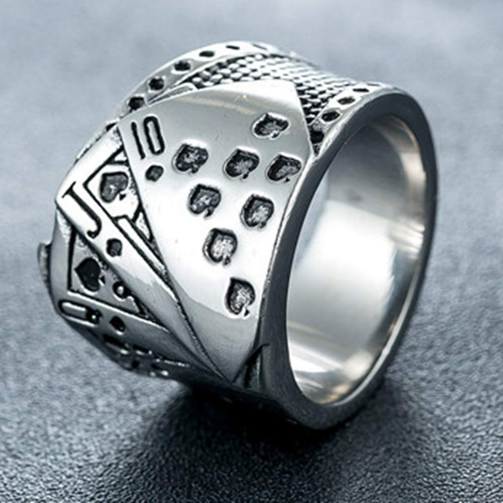 Jude Jewelers Stainless Steel Poker Games Casino Cocktail Party Biker Spade Ring (Silver, 10)