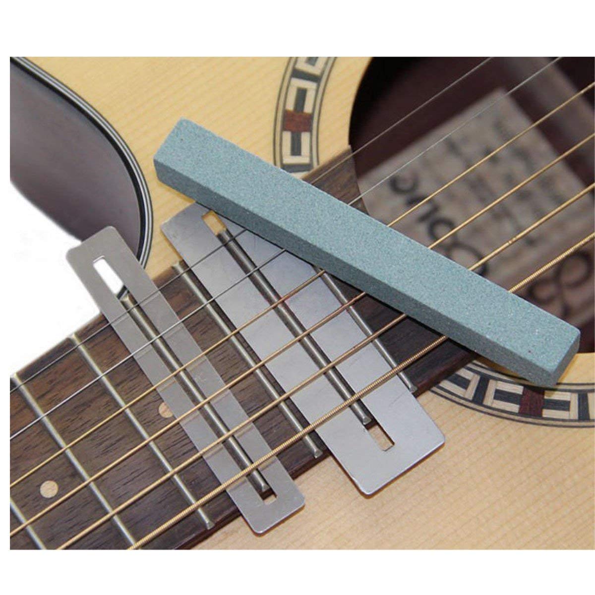 Guitar Luthier Tool Kit Included 1 Pcs Guitar Fret Crowning Luthier File, 1 Pcs Stainless Steel Fret Rocker, 2 Pcs Fingerboard Guards Protectors and 2 Grinding Stone for Guitar