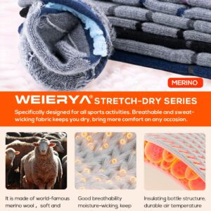 WEIERYA Ski Socks 2 Pairs Pack for Skiing, Snowboarding, Outdoor Sports Performance Socks Blue L 2 Pairs