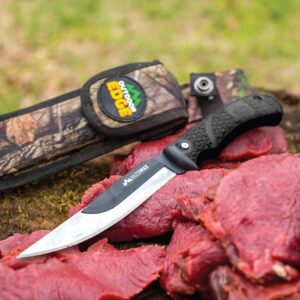 OUTDOOR EDGE RazorMax - Replaceable Fixed Blade Hunting Knife with 3.5" Drop-Point, 5" Boning/Fillet Blades, Belt Sheath and Detachable Blade Carrier (Black, 6 Blades)