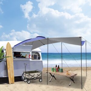 UBOWAY Awning Sun Shelter: Waterproof Auto Canopy Camper Trailer Tent Roof Top for SUV Minivan Hatchback Camping Outdoor Travel 5-6Persons