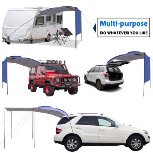 UBOWAY Awning Sun Shelter: Waterproof Auto Canopy Camper Trailer Tent Roof Top for SUV Minivan Hatchback Camping Outdoor Travel 5-6Persons