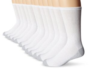 hanes men's big & tall crew socksbig shoe: 12-14 / sock: 13-15, white)