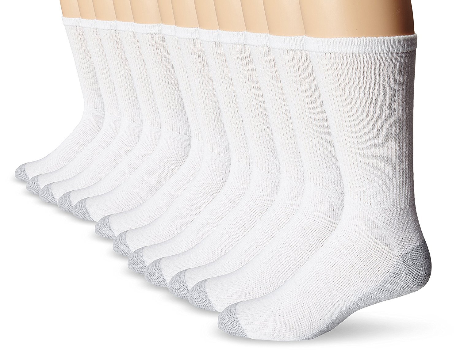 Hanes Men's Big & Tall Crew SocksBIG Shoe: 12-14 / Sock: 13-15, White)