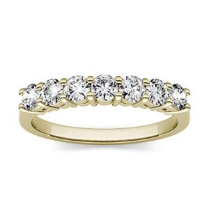 14K Yellow Gold 3.0mm Moissanite by Charles & Colvard Seven Stone Band- size 7 0.70cttw DEW