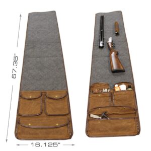 Rush Creek Creations Portable Gun Cleaning Mat with Waxed Canvas, Handle, and Pockets, Weather-Resistant Gun Cleaning and Shooting Mat, Brown