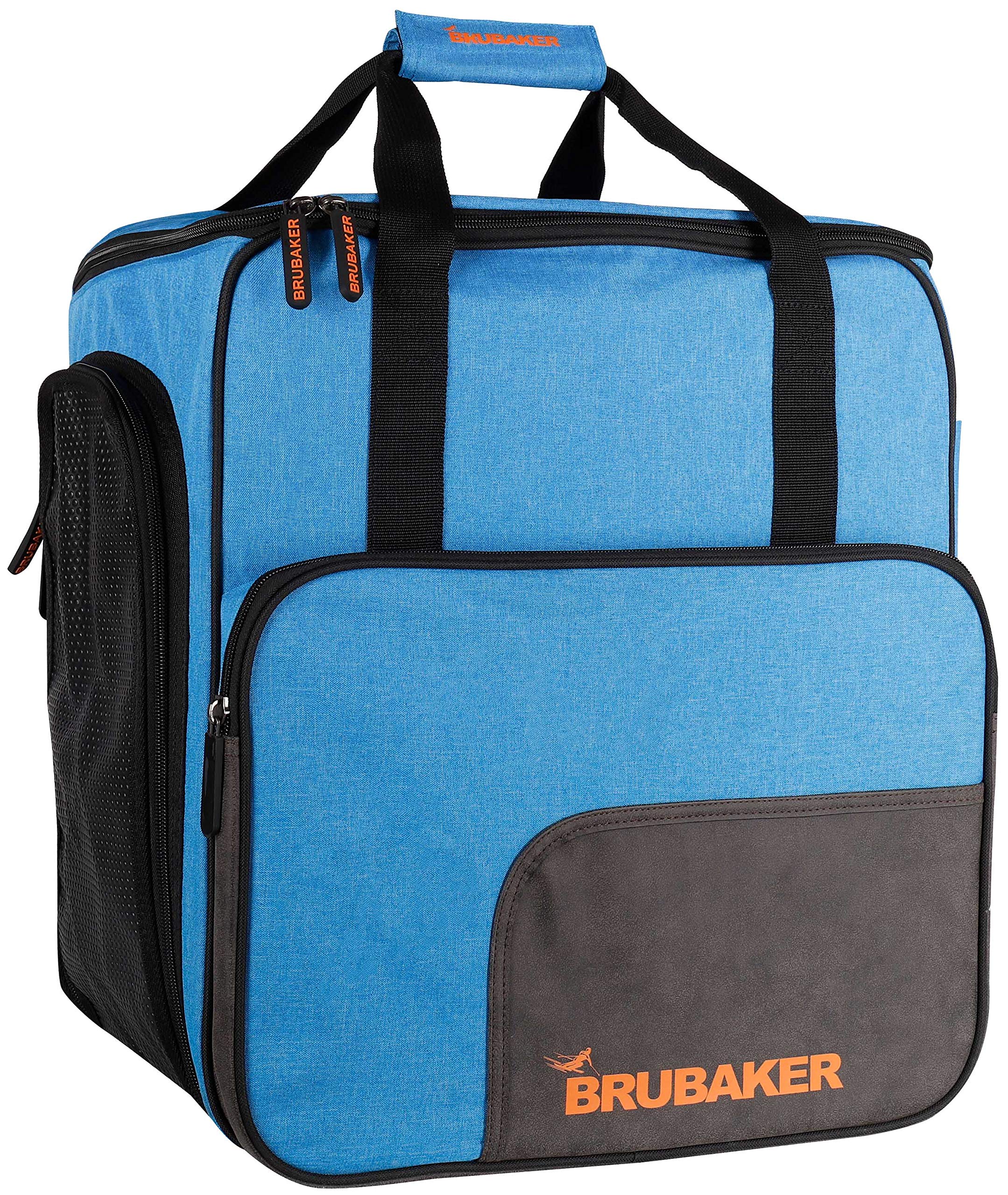 BRUBAKER Combo Set Carver Performance - Ski Bag and Ski Boot Bag for 1 Pair of Skis + Poles + Boots + Helmet - Blue Black - 74 3/4 Inches / 190 Cm