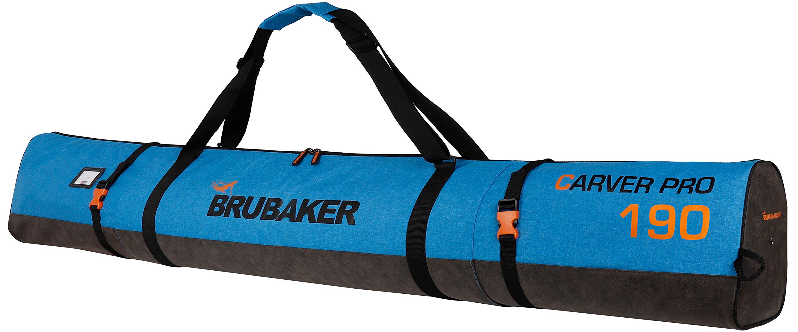 BRUBAKER Combo Set Carver Performance - Ski Bag and Ski Boot Bag for 1 Pair of Skis + Poles + Boots + Helmet - Blue Black - 74 3/4 Inches / 190 Cm