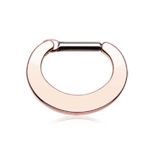 covet jewelry rose gold basic steel loop septum clicker (16 ga (1.2mm), length: 1/4" (6mm))