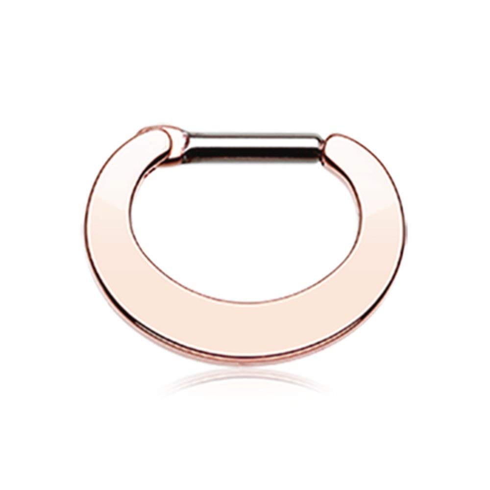 Covet Jewelry Rose Gold Basic Steel Loop Septum Clicker (16 GA (1.2mm), Length: 1/4" (6mm))