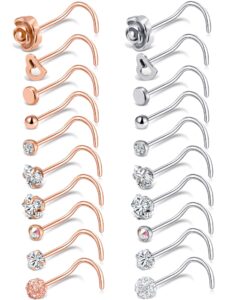 tornito 20g 20pcs stainless steel nose screw studs rings cz nose ring labret nose piercing jewelry for men women (a1:20pcs)