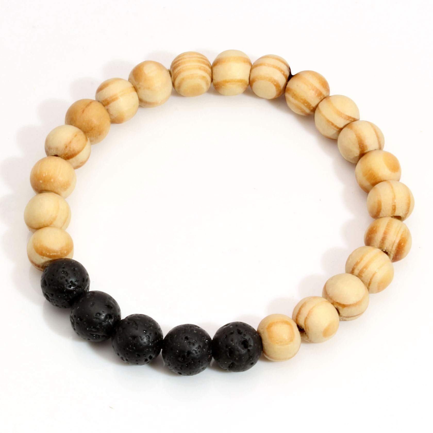 Milakoo 7Pcs Lava Rock Stone Beads Essential Oil Diffuser Bracelet for Men Women Wood Beads Bracelet