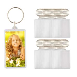 50pcs Size:2.51"x1.33" Custom Personalised Insert Photo Acrylic Blank Keyring Keychain Wholesale