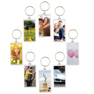 50pcs Size:2.51"x1.33" Custom Personalised Insert Photo Acrylic Blank Keyring Keychain Wholesale