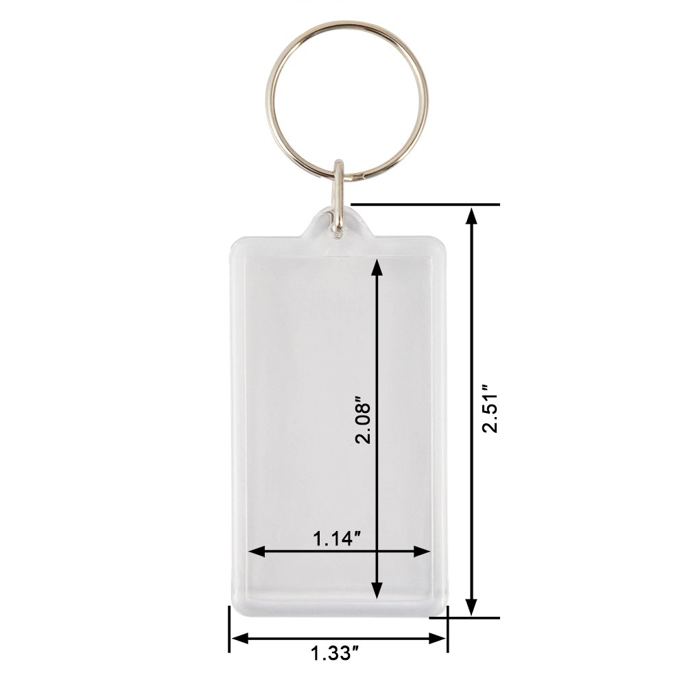 50pcs Size:2.51"x1.33" Custom Personalised Insert Photo Acrylic Blank Keyring Keychain Wholesale