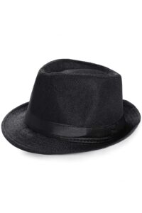 babeyond straw fedora hat for men panama trilby hat short brim summer sun hat a-black