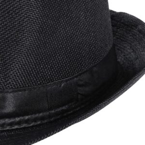 BABEYOND Straw Fedora Hat for Men Panama Trilby Hat Short Brim Summer Sun Hat A-Black