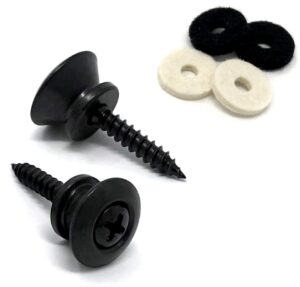 vintage forge guitar strap buttons black modern style universal fit for acoustic and electric guitar and bass (2) with screws and felt washers sb80-blk