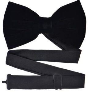 Solid Velvet Pre-Tied Bow Tie & Hanky Set (Black)