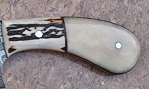 Custom Handmade Damascus Steel Hunting Knife/Skinner Knife AA-13126 (Natural Stag Horn and Bone)