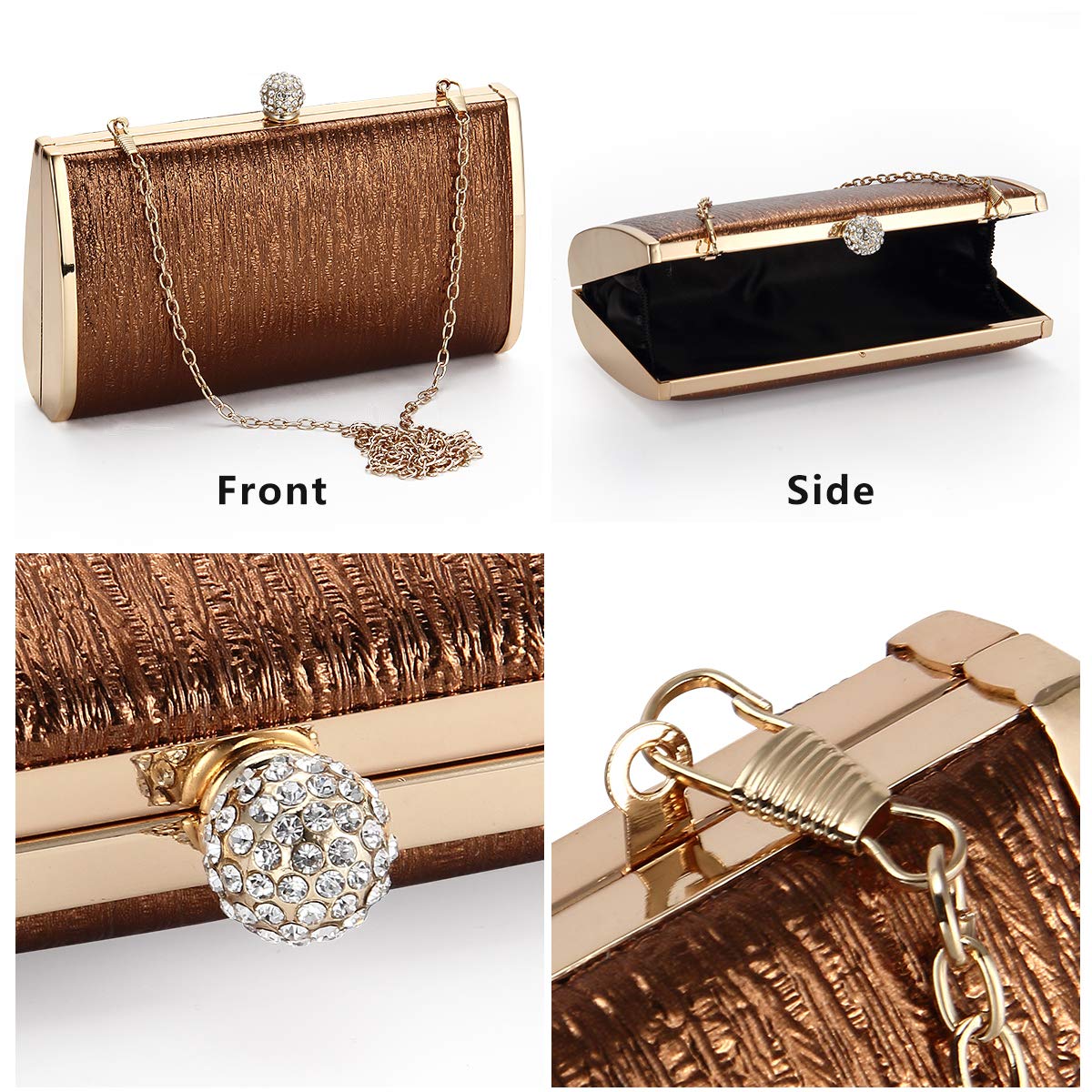 Women Evening Clutch Bags Metal Frame Evening Bag Night Purse Handbag Wedding Prom Party Cocktail Bridal Clutches