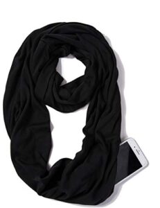 elzama infinity loop solid color scarf with hidden zipper pocket for women - lightweight travel neck wrap